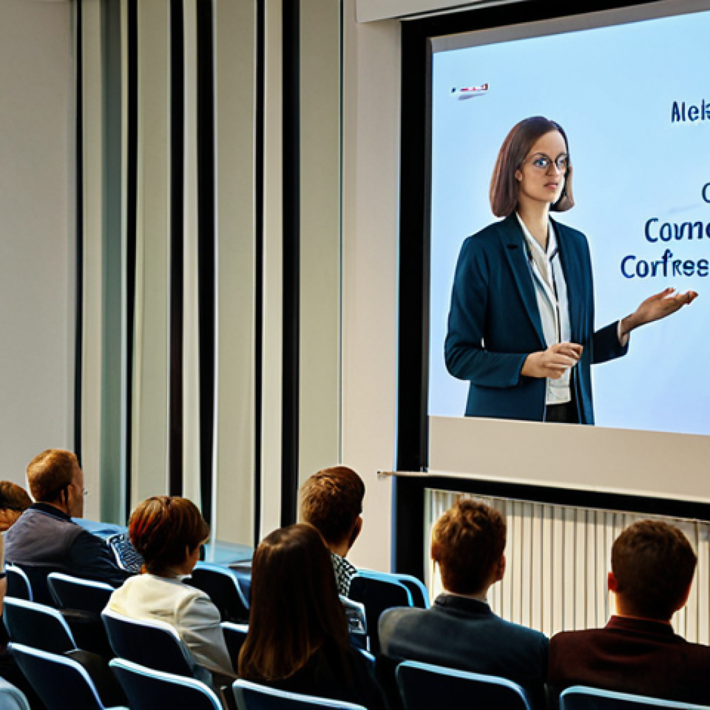 번역사로서 해외 학회 참여의 중요성 - **Image Prompt:** A professional Polish translator, fully clothed in a modest blazer and blouse, att...