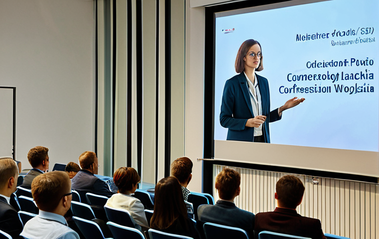 번역사로서 해외 학회 참여의 중요성 - **Image Prompt:** A professional Polish translator, fully clothed in a modest blazer and blouse, att...