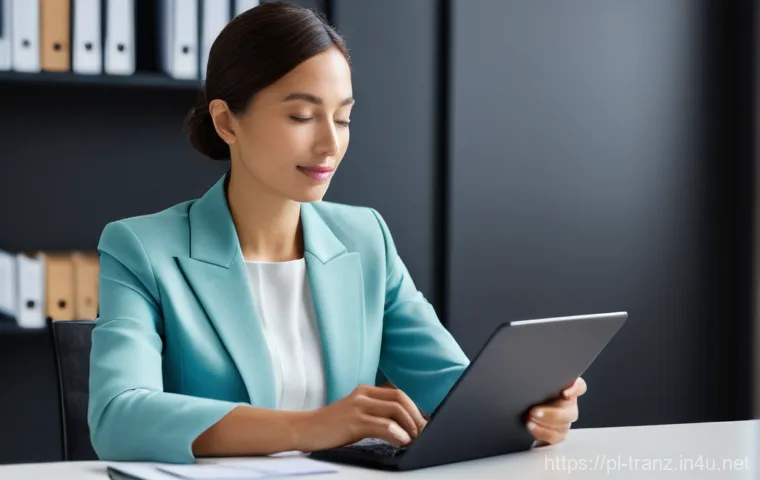 번역사로서 고객과의 신뢰 구축 - **Prompt 2: Expertise and Continuous Professional Growth**
    A focused female translator, in her l...