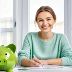 번역사에게 적합한 금융 상품 소개 - **Prompt 1: "A Polish female freelance translator, mid-30s, with a warm and confident smile, sitting...